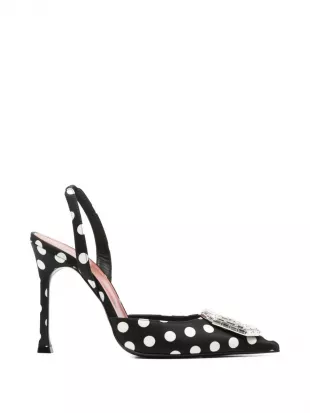 Camelia Polka-dot Satin Slingback Pumps