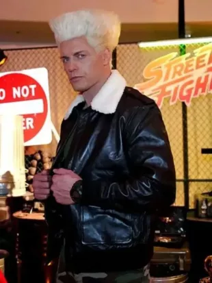 Street Fighter Movie Cody Rhodes Shearling Leather Jacket