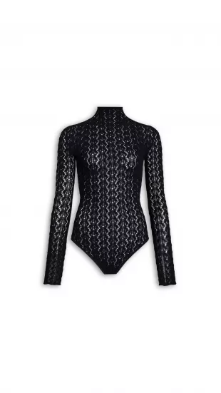 Highneck Stretch Lace Bodysuit