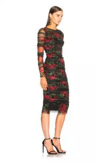 slim fit dress slacks Dolce & Gabbana Black Lace Trim Cotton Sheath Midi Dress