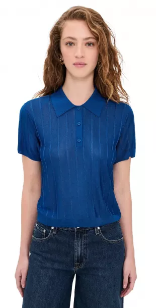 The Ribbed Polo Knit Top