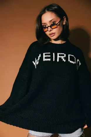 I'm a Weirdo Slouchy Knit Sweater
