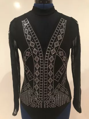 Black/Silver Embellished Open Top