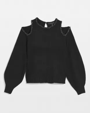 Embellished Cutout Sweater