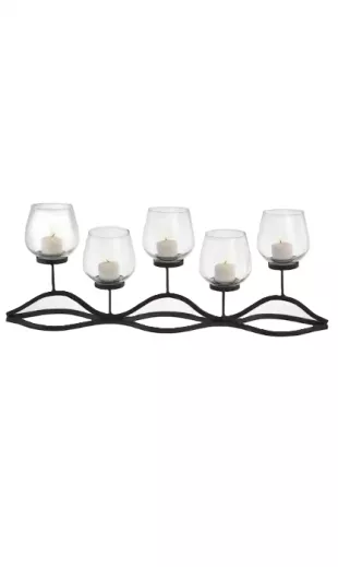 Wavy Black Iron Multiple Candle Holder