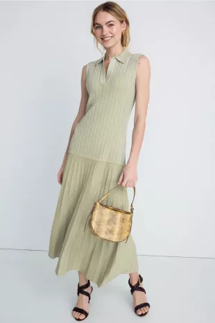 Sleeveless Sparkle Knit Polo Dress