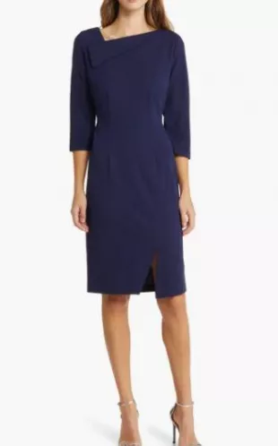 Asymmetric Neck Sheath Dress
