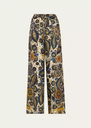 Alvarez Nogal Silk Wide Leg Pull On Trousers