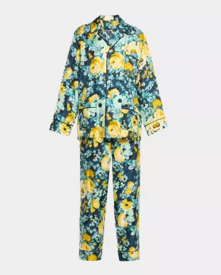 Yves Floral Print Silk Twill Pajama Set