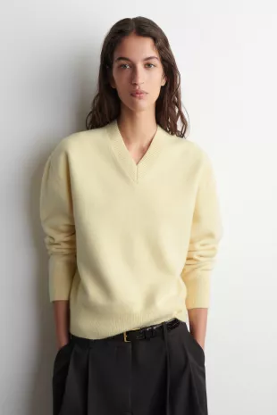 Rounded Wool V-Neck Sweater