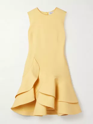 Ruffled Wool-blend crepe Mini Dress
