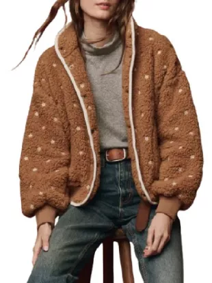 Beef S02 Carey Mulligan Sherpa Fleece Brown Jacket
