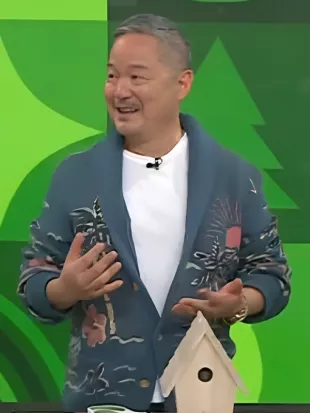 The Today Show Danny Seo Blue Printed Shawl Collar Cardigan