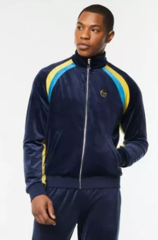 Banda Velour Track Jacket in Maritime Blue