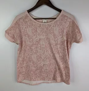 Pink White Paisley Floral Pajama Top