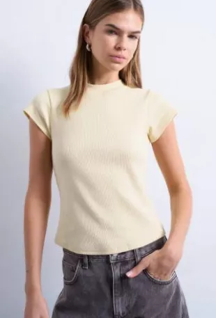 Rib Fitted Stretch Cotton T-Shirt