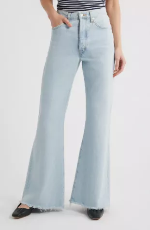 The Lax Frayed High Waist Flare Jeans