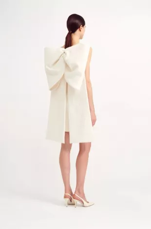 Drusilla Bow Back Mini Bridal Dress in Ivory