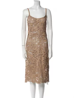 Lace Pattern Midi Length Dress
