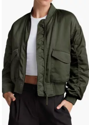 Melrose Shirred Sleeve Bomber Jacket