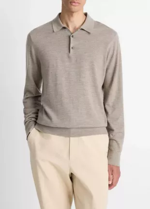 Featherweight Merino Wool-Cashmere Polo Sweater