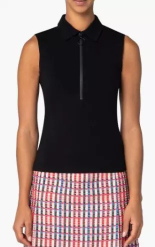 Sleeveless Front Zip Polo Shirt