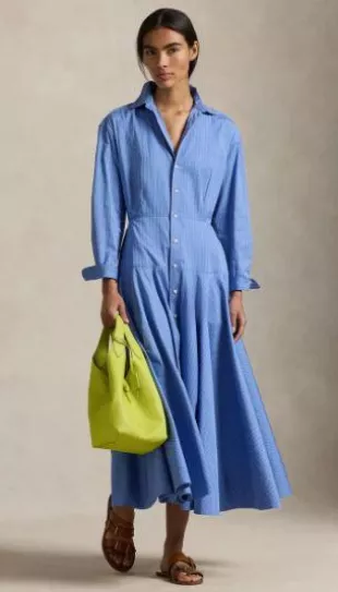 Stripe Cotton Poplin Shirtdress