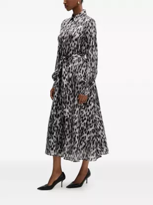 Belted Animal-print Midi Dress