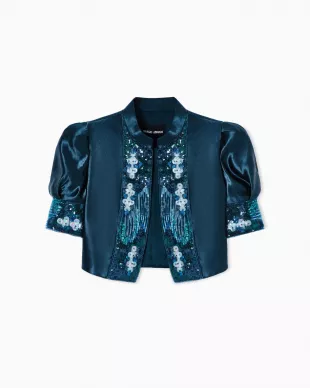 Embroidered Linen and Silk Bolero