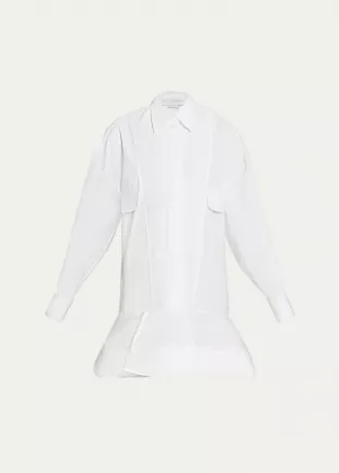 Pique-trimmed Cotton-poplin Mini Dress