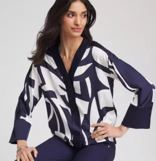 Satin Geo Print Blouse