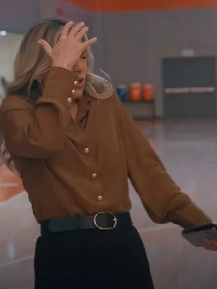 Running Point S02 Kate Hudson Brown Blouse