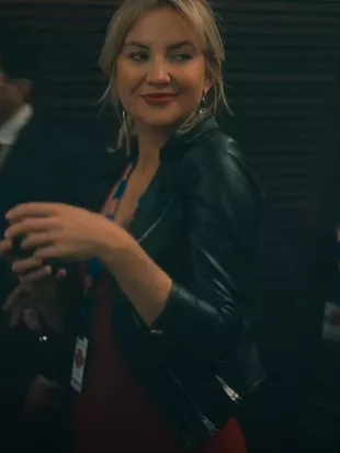 Running Point S02 Kate Hudson Black Leather Jacket