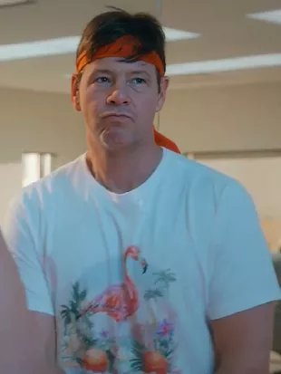 Running Point S02 Ike Barinholtz Flamingo Printed Shirt