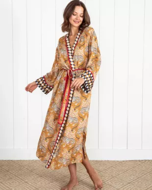 Satin Robe in Bagheera Tobacco