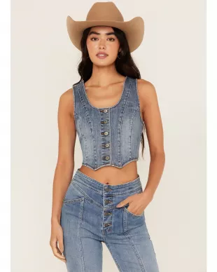Ivywood Medium Wash Stretch Denim Vest