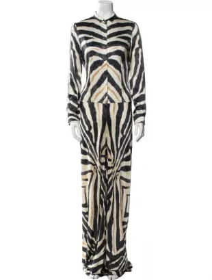 Silk Zebra Print Jumpsuit