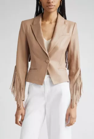 Vashti Fringe Leather Blazer