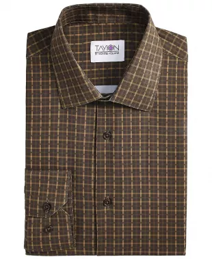 Men's Brown & Gold Slim-Fit Shirt
