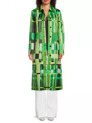 Abstract Print Single Breasted Coat