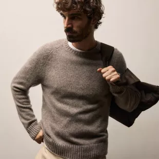Lightweight Textured Cashmere Crew