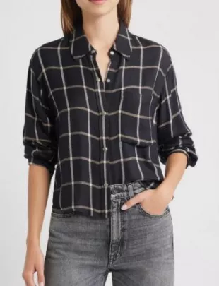 Malin Windowpane Plaid Snap-Up Shirt