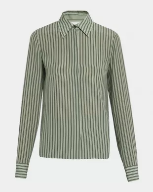 Hansen Striped Silk Pajama Shirt