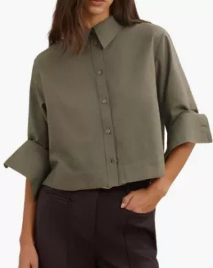 Caylan Cotton & Wool Crop Button-Up Shirt
