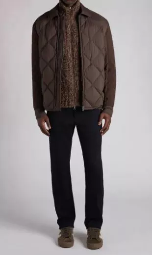 Aiguille Mixed Media Down Shirt Jacket