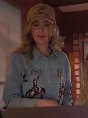 Keepin Country Cool Lainey Wilson Cowboy Denim Shirt