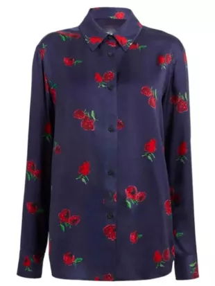 Hacks S05 Jean Smart Blue Rose Print Shirt
