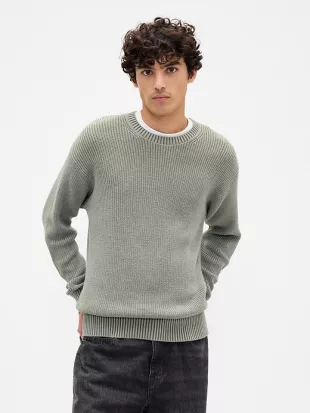 Relaxed Plaited Crewneck Sweater