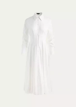 Edie Corset Button-Front Midi Shirtdress