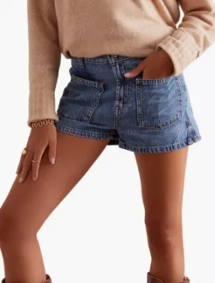 Bettie Sailor Patch Pocket Denim Shorts
